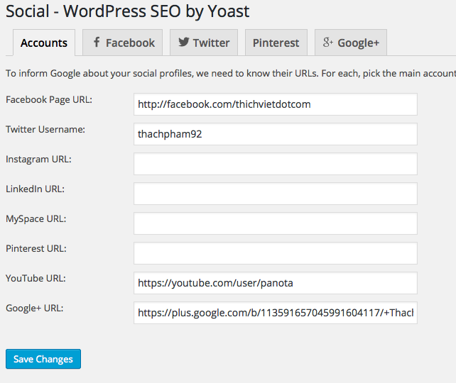 Thiết lập Social cho WordPress SEO by Yoast
